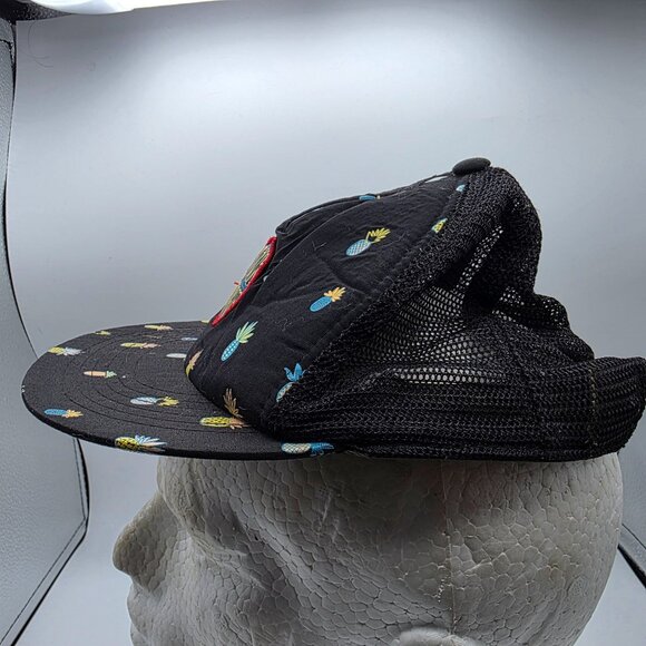 Quiksilver OSFM Kids Black Pineapple Print Trucker Hat Snapback Adjustable Cap - Picture 2 of 9